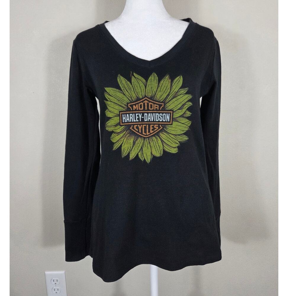 Harley-Davidson Woman's Sunflower Long Sleeve Thermal Top Size Medium